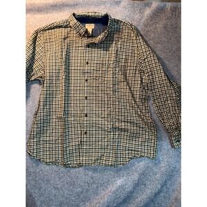 Blue Mountain Mens 2XL Green Plaid Flannel Cotton Button Down Shirt BC088